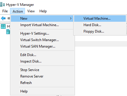 New Virtual Machine in Hyper-V Manager