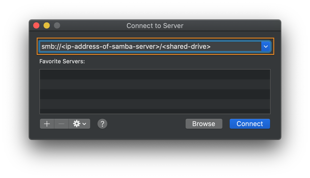 macOS > Finder > Connect to Samba share