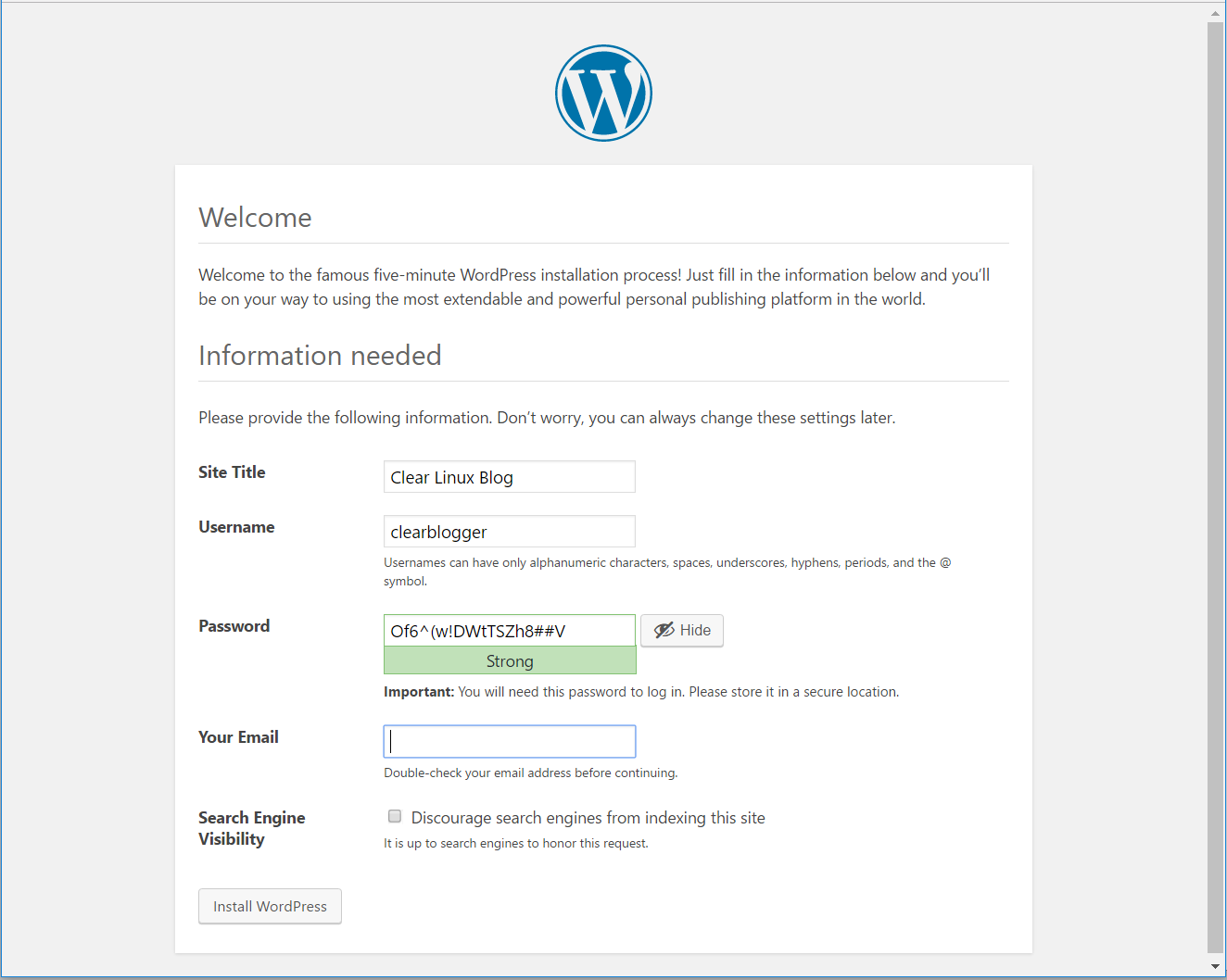 WordPress user creation
