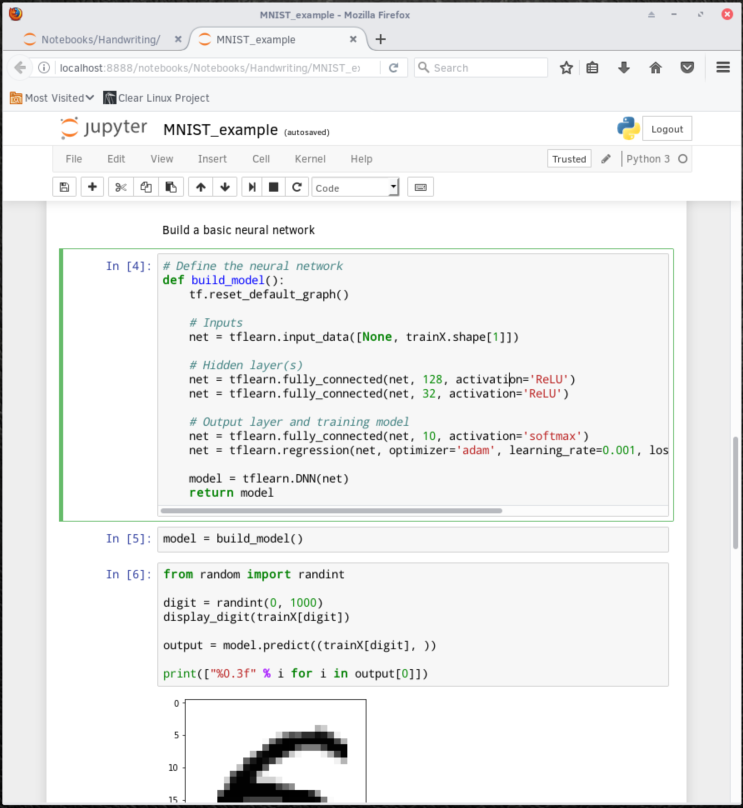 Defining, building and training the neural network model