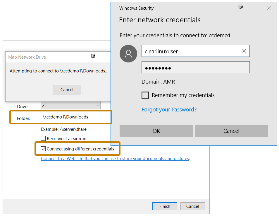 Map a network drive in Windows Explorer