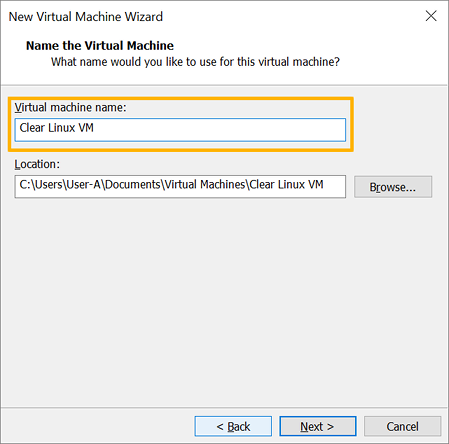 VMware Workstation 14 Player - Name virtual machine